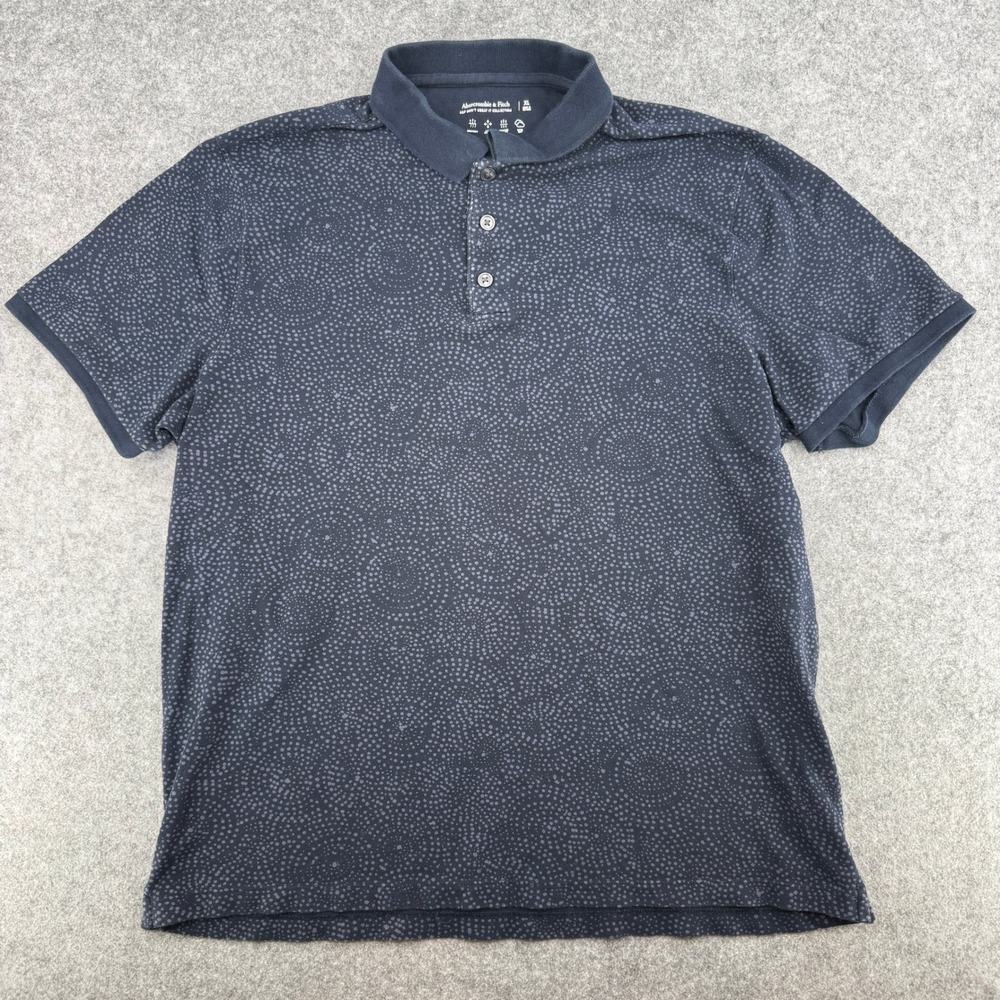 Y2K Abercrombie & Fitch Polo Mens XL Don't Sweat It Navy Dotted EUC